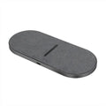 Black dual-pad 10W wireless fast charger for mobile phones with LED lights.