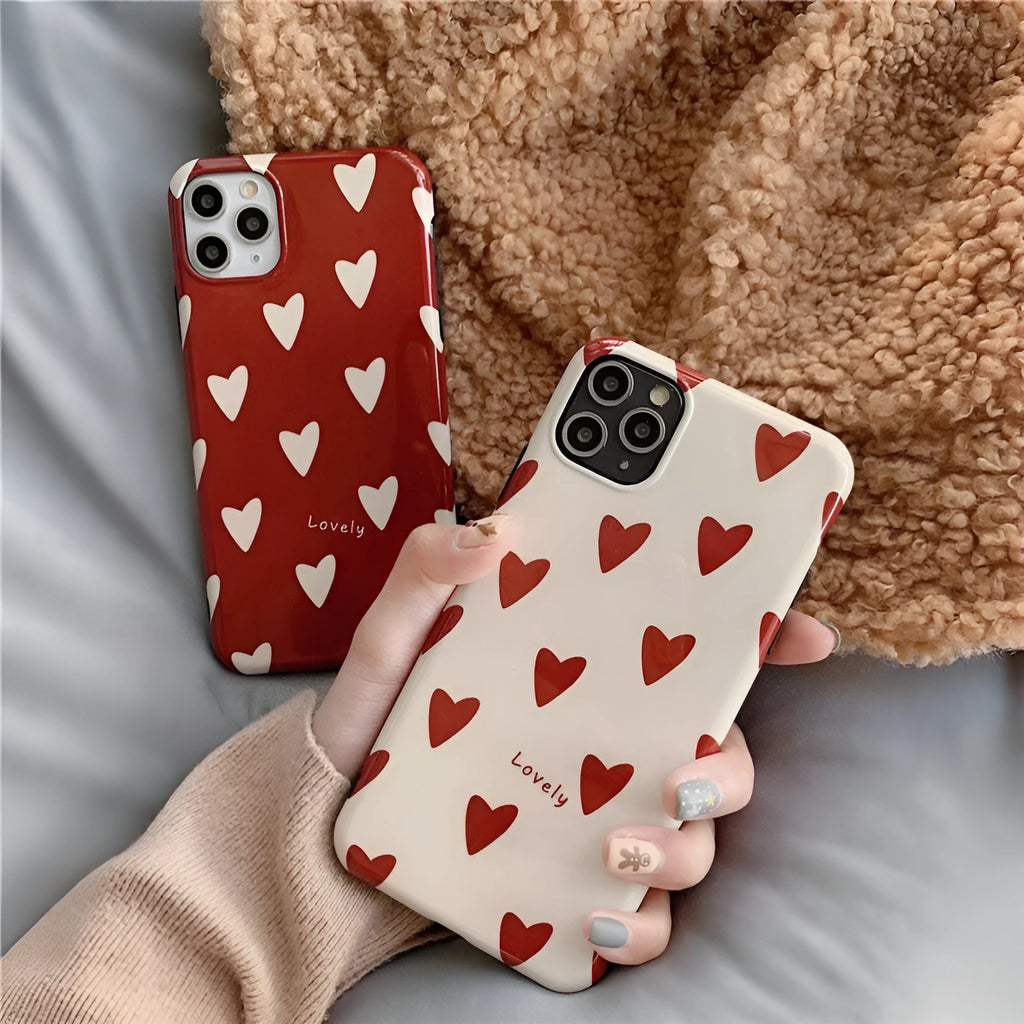 Love Glossy TPU phone case for Apple iPhone models, solid colour red back cover with glossy finish