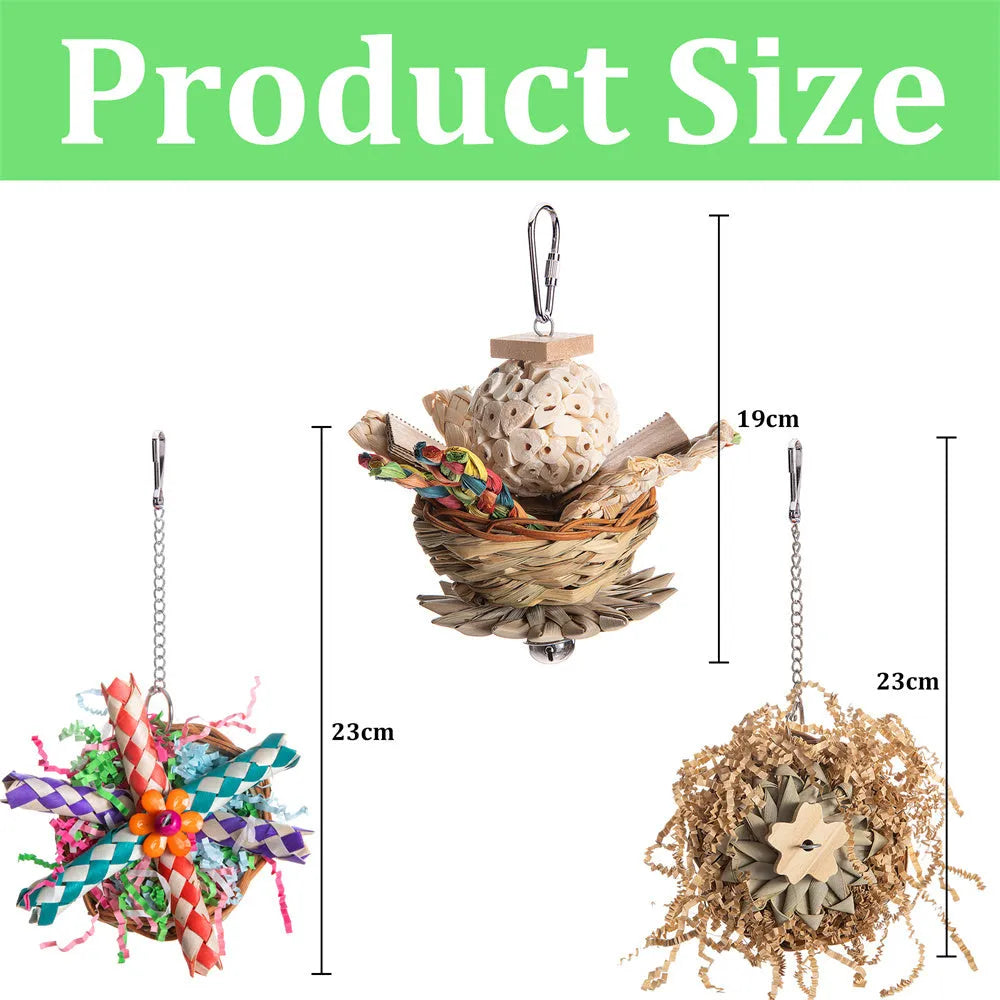 Parrot gnawing molar toy supplies three-set bundle for large birds including African Greys