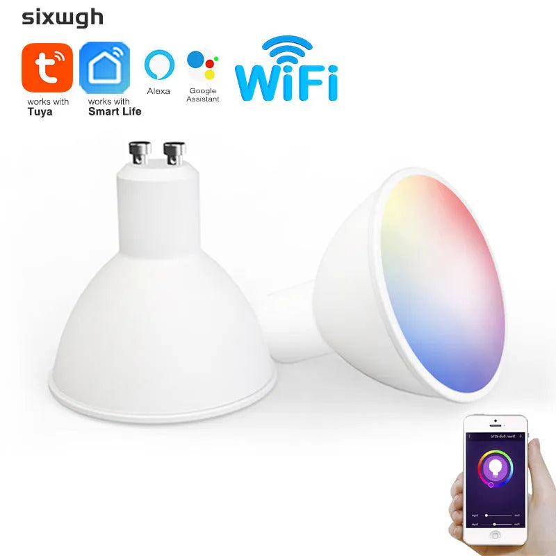 GU10 smart LED spotlight with WiFi connectivity and RGBCCT colour control