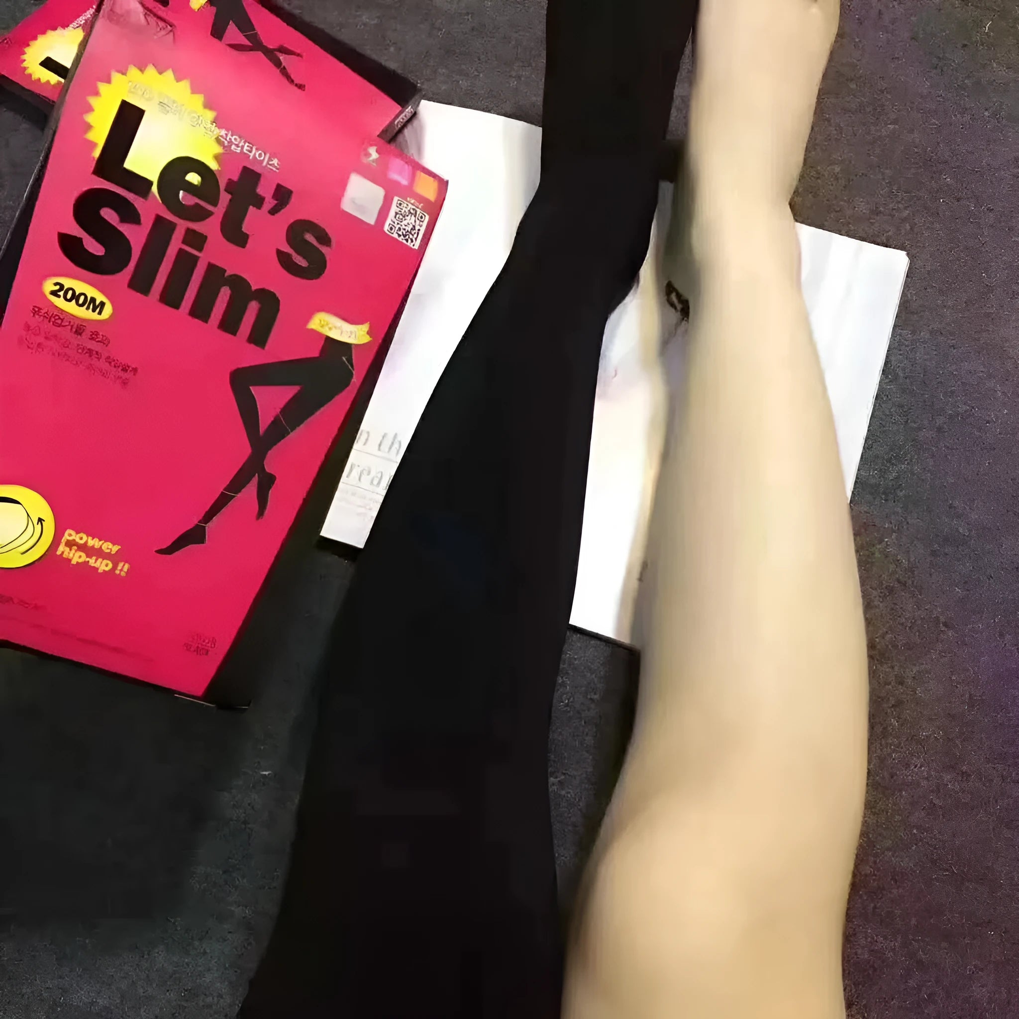 Beige and black hip and abdomen lifting stovepipe socks made from polyester fibre