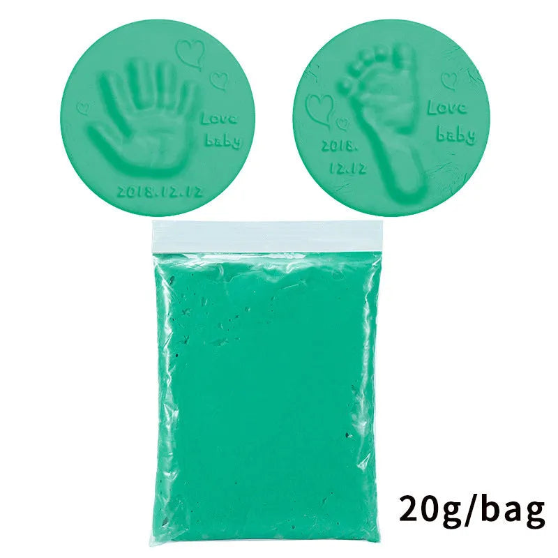 Baby handprint and footprint clay kit in ten colours, 20g soft non-toxic clay