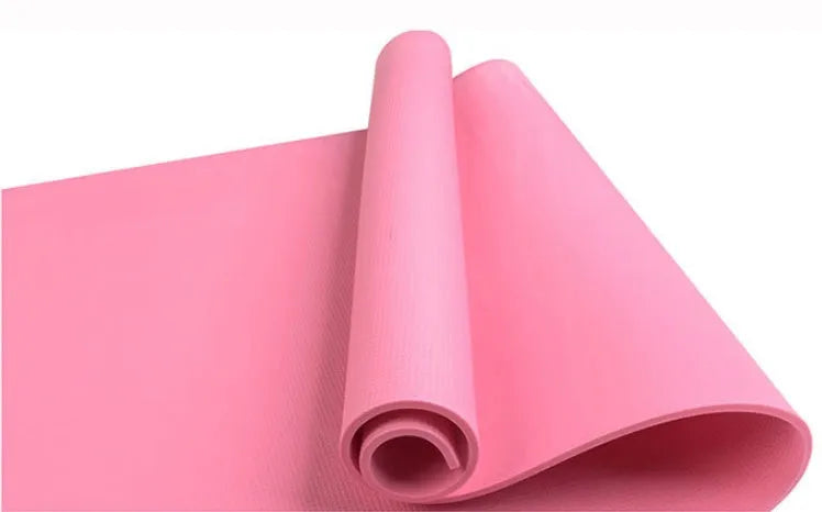 Red and blue EVA composite yoga mats showing 4mm and 6mm thickness options for home fitness.