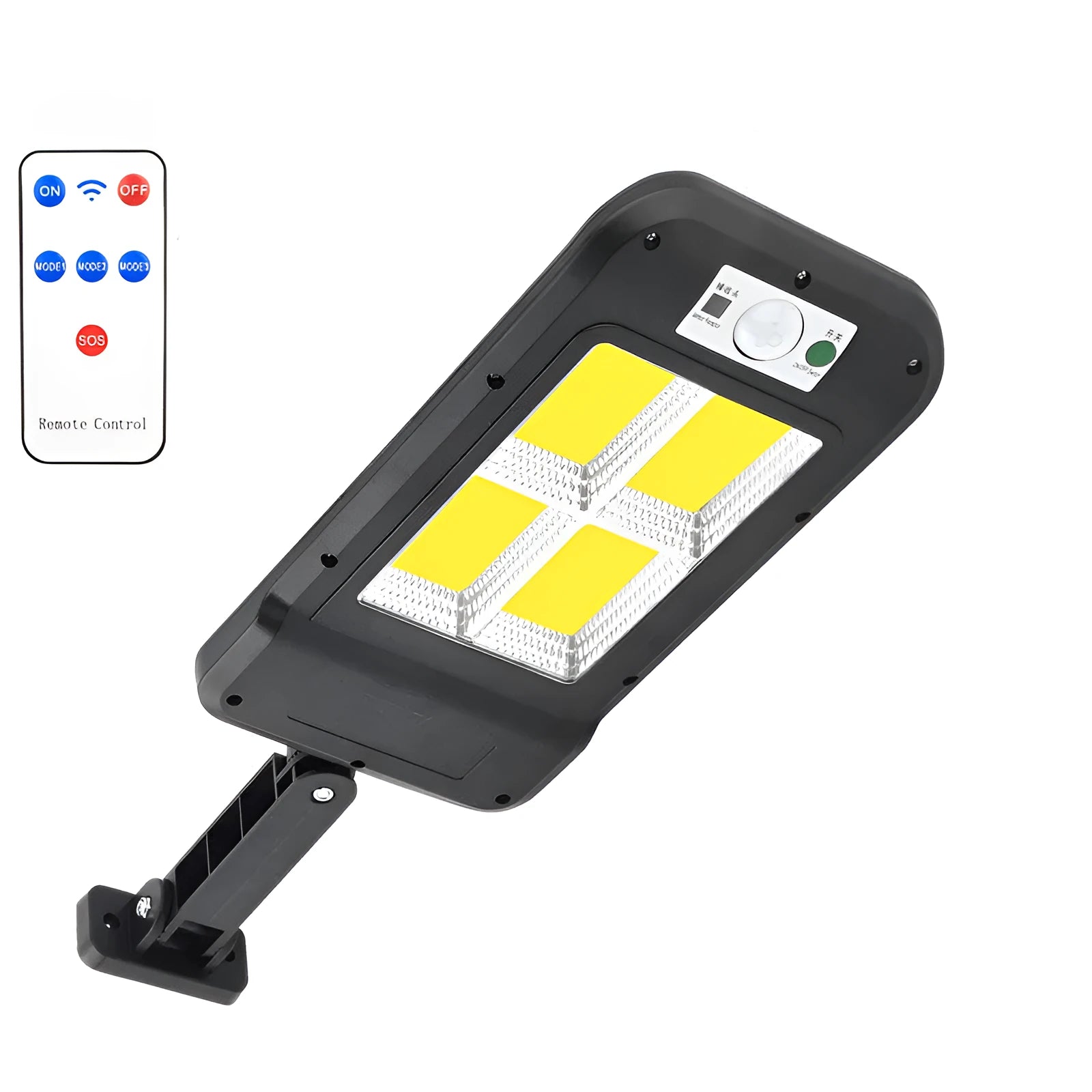 Solar wall light with 160COB LED and polysilicon solar panel for outdoor motion-activated lighting