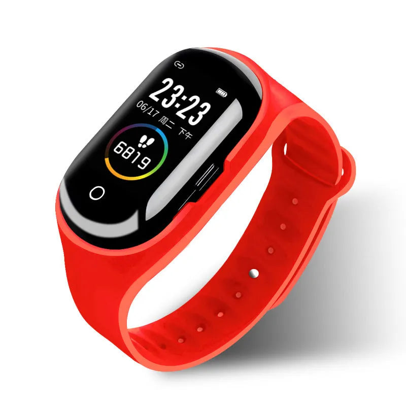 Smart bracelet earphone combination device with 1-inch screen on silicone wristband in black colour