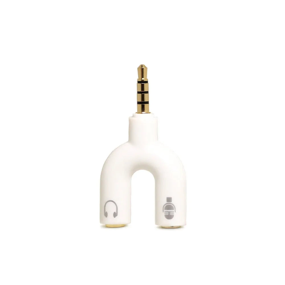 3.5mm audio splitter adapter with gold-plated connections in multiple colour options