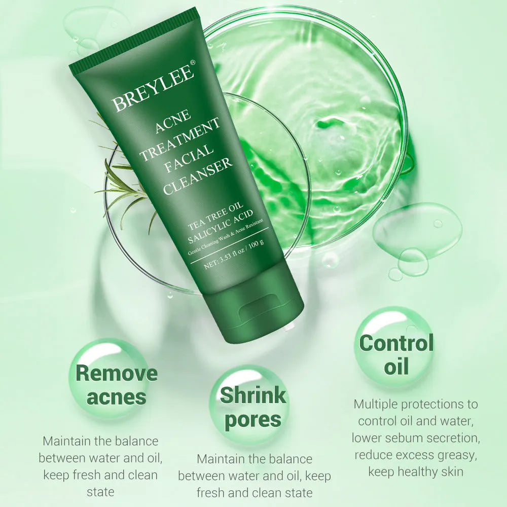 Breylee tea tree cleanser 100ml with salicylic acid in white tube