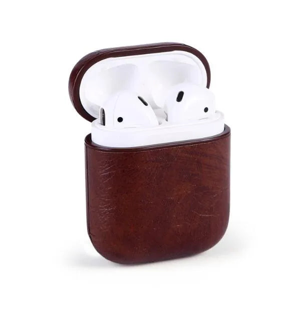 Genuine leather protective case for Apple Airpods earphones in four colour options