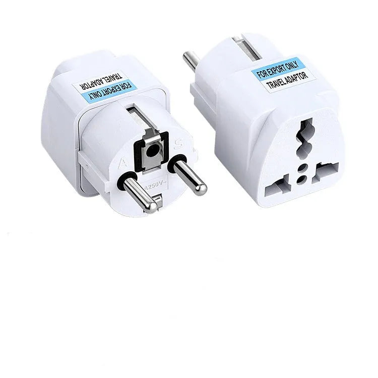 Multi-country conversion plug with AU EU UK US compatibility, ABS and galvanised iron sheet construction