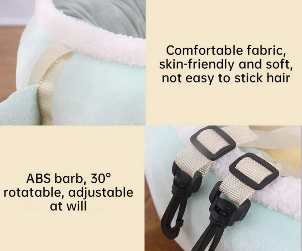 Green chick dinosaur shaped cat bed with straps that can be used flat or hung as a hammock