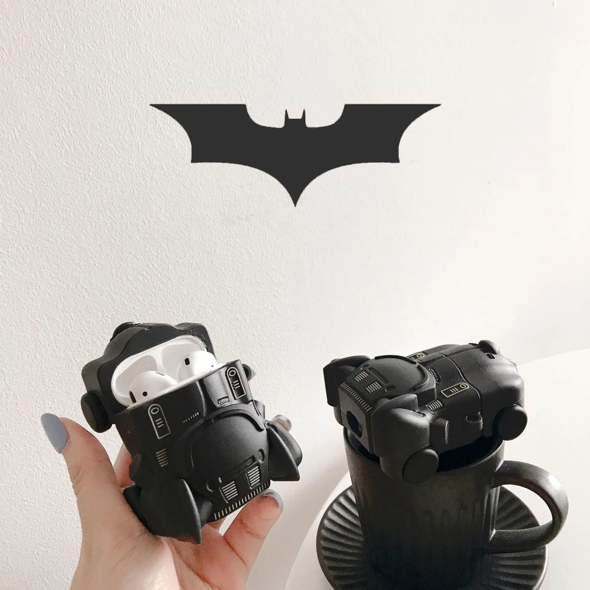 Black Creative Bat Chariot TPU silicone protective cover for AirPods 2nd generation charging case