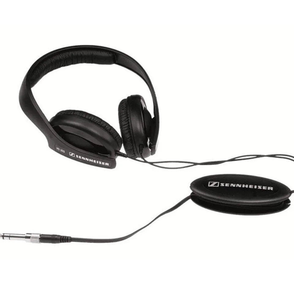 Black head-mounted monitor headphones with microphone and 3.5mm plug
