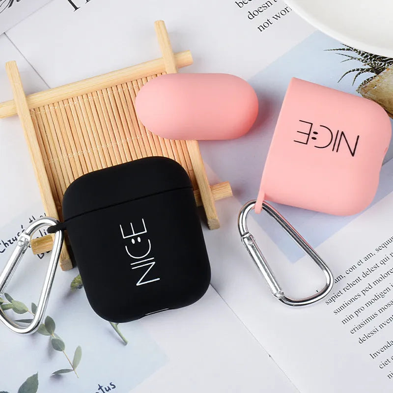 PC back cover for AirPods case with decorative designs including Flower and Smiley face options