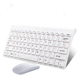 Black and white wireless keyboard and mouse set with 78 keys and 4 buttons