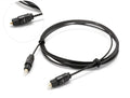 OD2.2 digital optical audio cable with Toslink connectors, showing slim black PVC jacket.