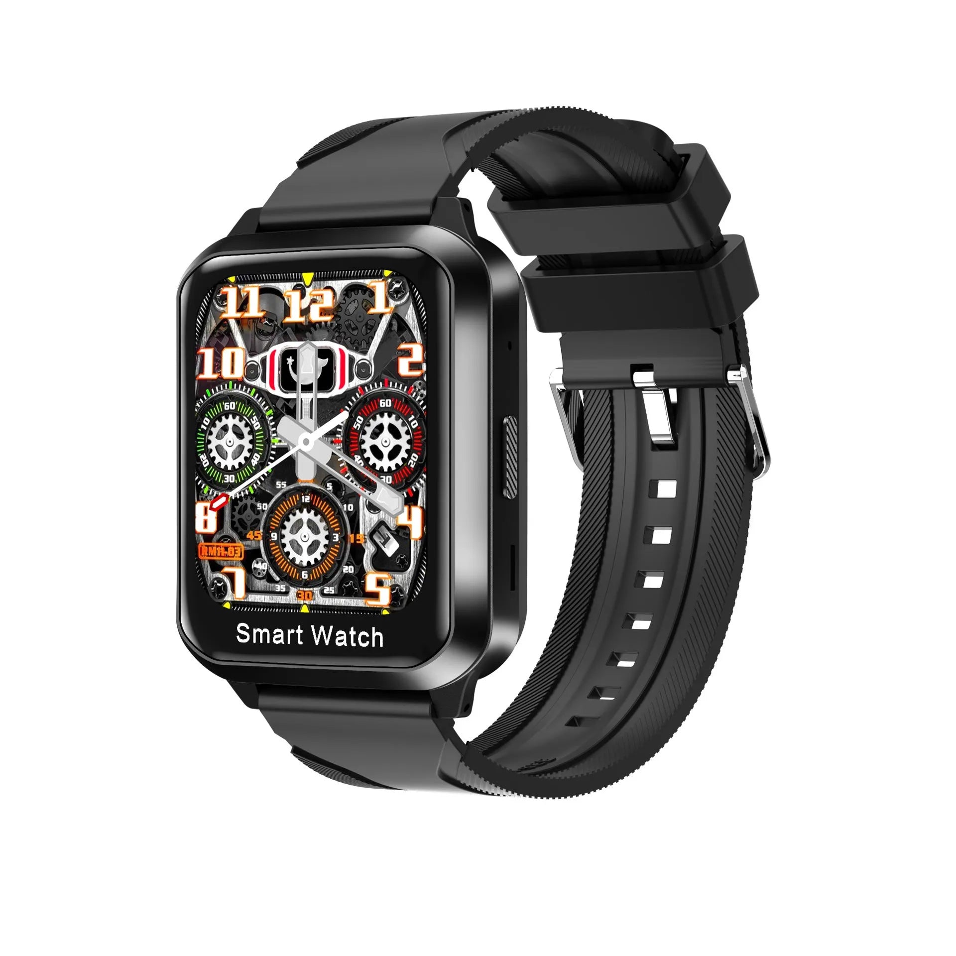 Smart bracelet with split screen display showing call interface on black silicone wristband