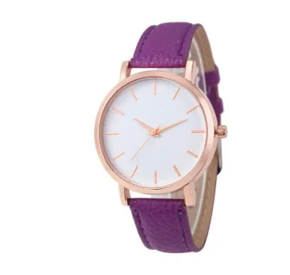 Quartz watch with 35.5mm square alloy case and PU leather strap in various colour options
