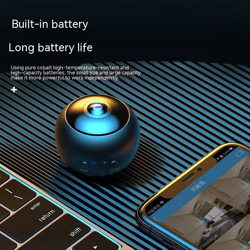 1080p wireless WIFI security camera with ABS plastic housing and wide-angle lens