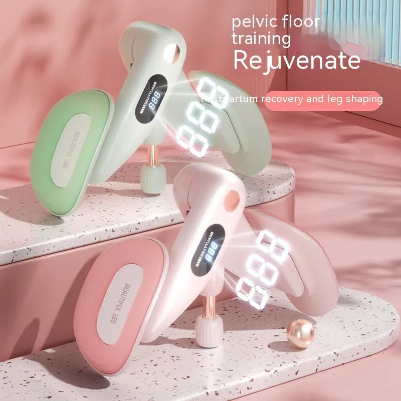 Gray pelvic floor muscle training device with digital counter display on ABS plastic body
