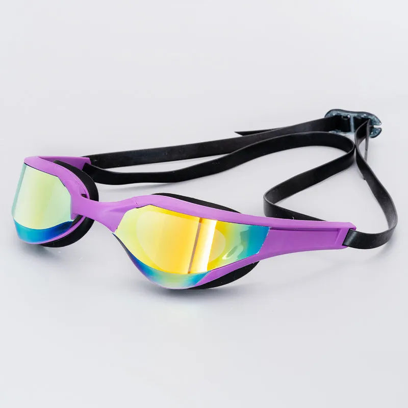 Racing HD anti-fog waterproof swimming glasses with silicone rubber and polycarbonate PC construction