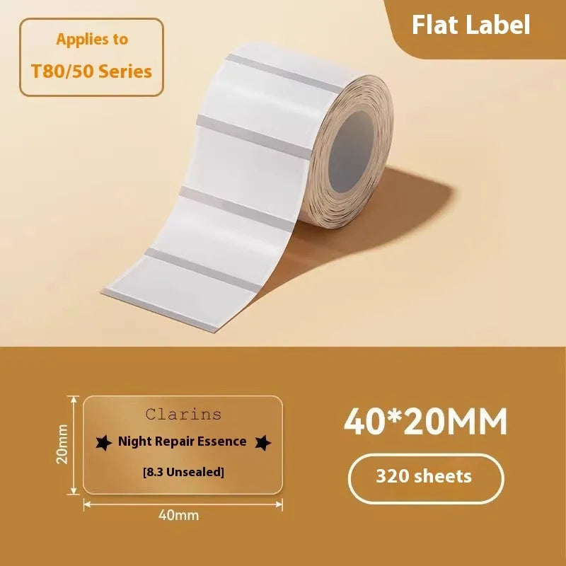 Pack of transparent waterproof adhesive label stickers in various rectangular and round sizes on a sheet.