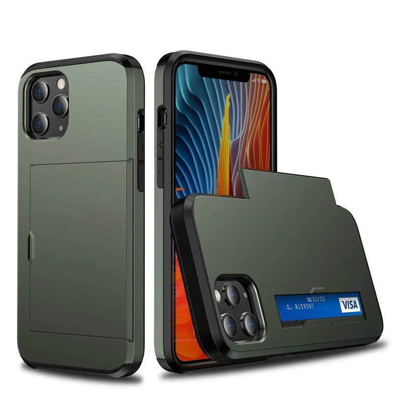 iPhone mobile phone case with sliding card cover in multiple colour options