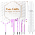 Purple light high-frequency beauty electrotherapy rod appliance with six accessory heads for facial treatment