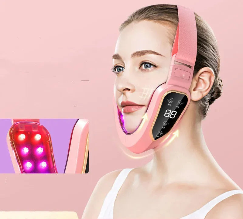 Electric face-lifting massager in green with ABS shell and USB charging port