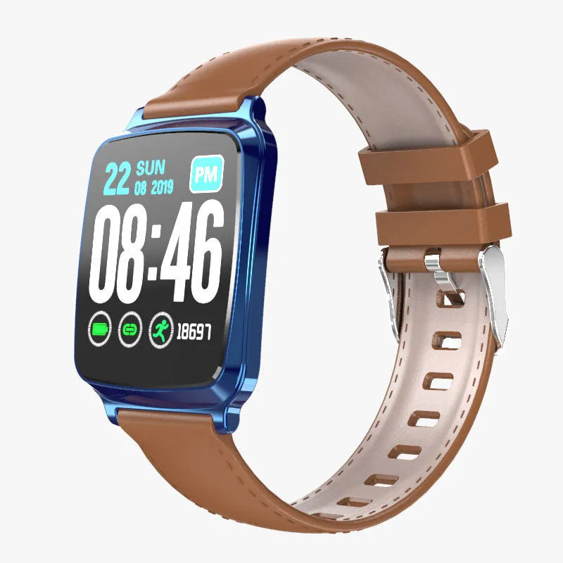 M8 smart bracelet with heart rate monitoring on wrist showing touch screen interface