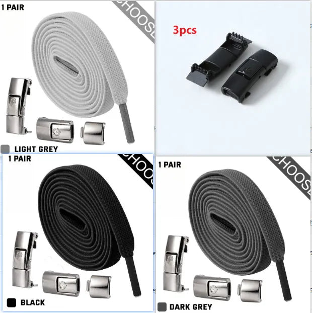 Press lock elastic shoelace with 8mm flat width and cotton weave on a trainer.