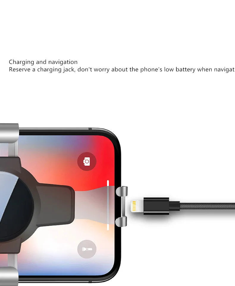 Black S4 ABS gravity mirror car air vent mobile phone bracket holding a smartphone