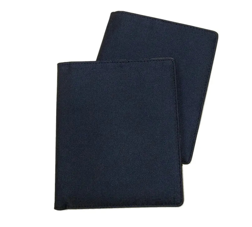 Blue imitation leather PU notebook shell for A5 refills measuring 18.5 by 15.5 centimetres