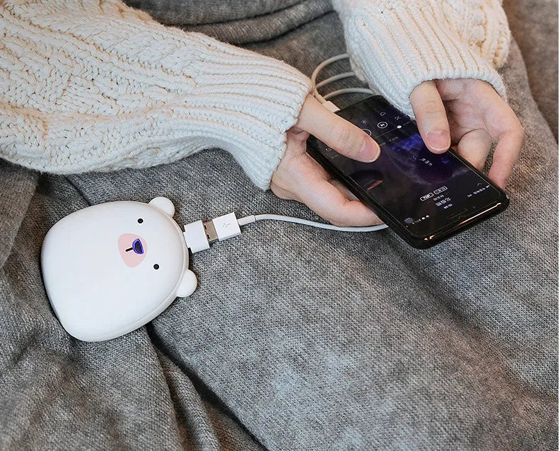 Cartoon penguin polar bear USB rechargeable hand warmer with double-side heating