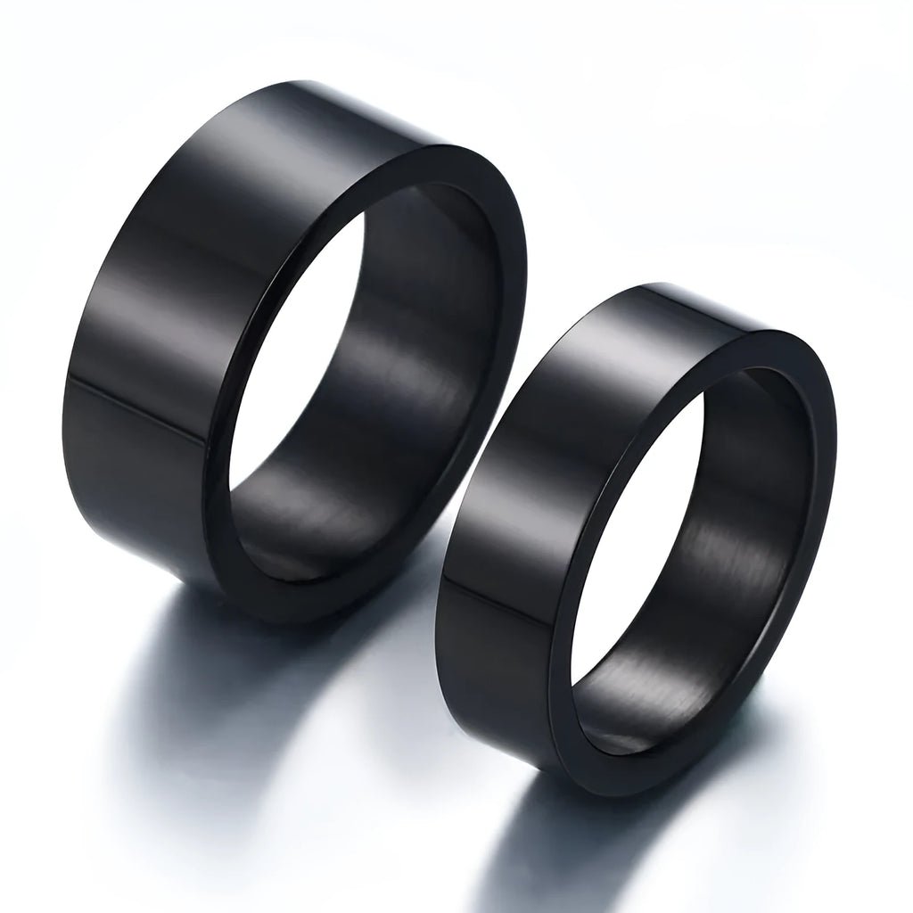 Titanium steel geometric minimalist couple rings in sizes 6 to 12 for men and women