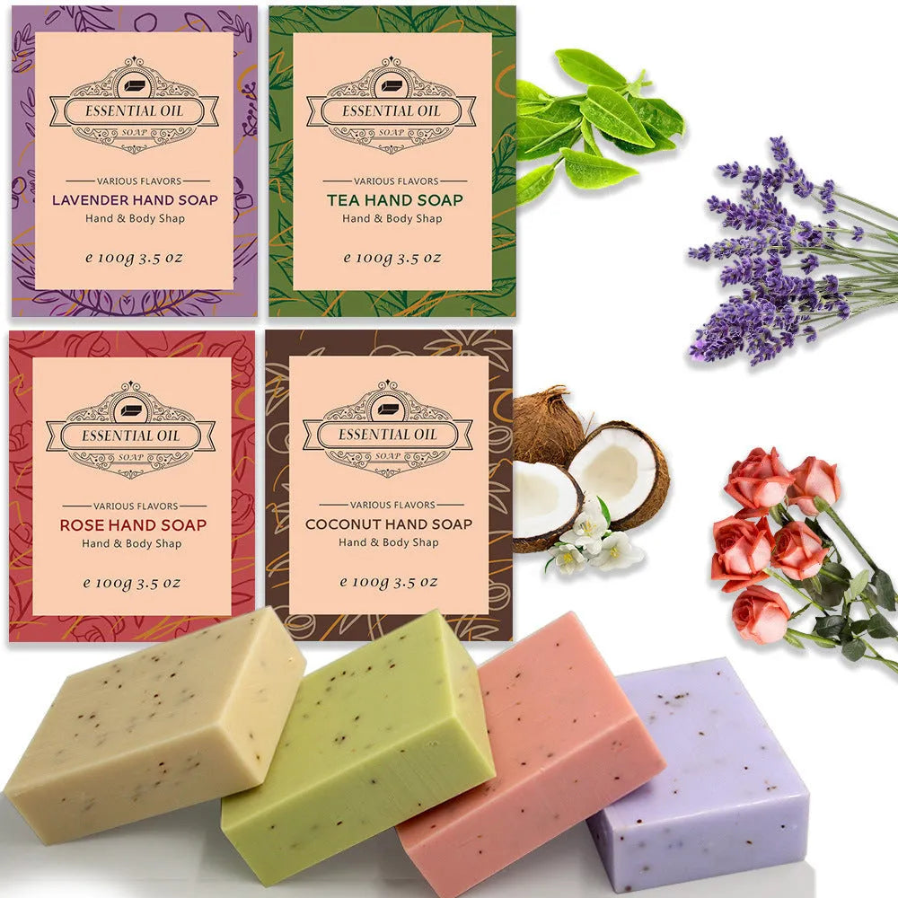 Frosted texture handmade essential oil soap bar in 100g size with natural appearance