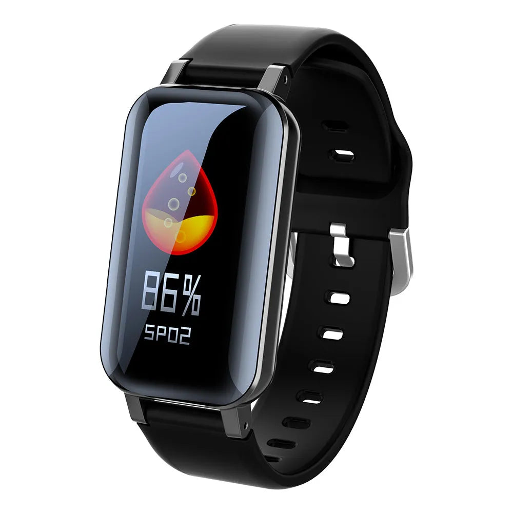 Smart bracelet for phone calls with heart rate monitor in black, blue, and coffee colour options