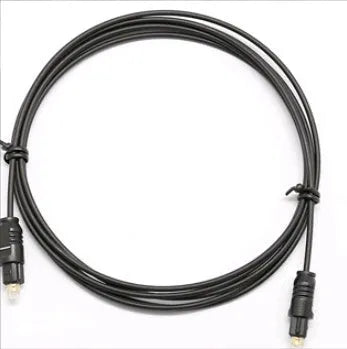 OD2.2 digital optical audio cable with Toslink connectors, showing slim black PVC jacket.