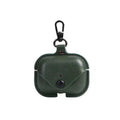 AirPods Pro protective leather case in black with cross pattern design showing dimensions
