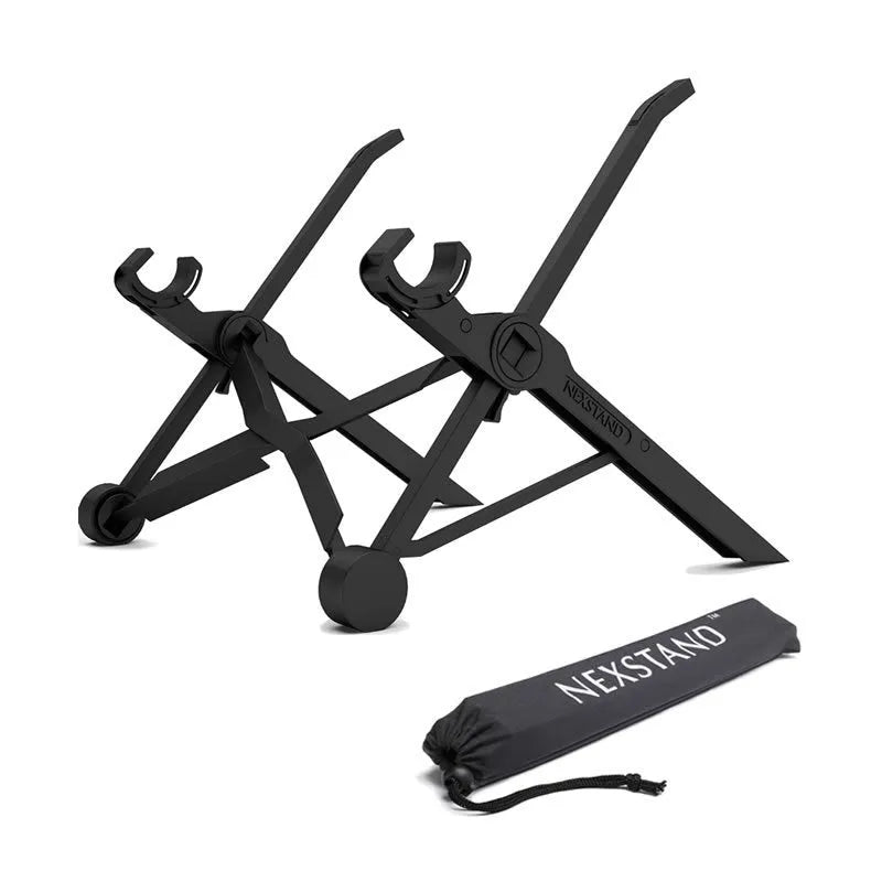 Universal portable folding laptop bracket in sagacious black with carrying case