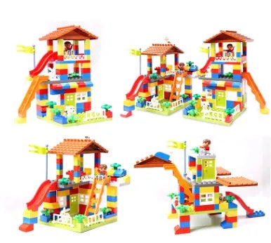 Children's puzzle building blocks large particle plastic set city baby theme for toddlers