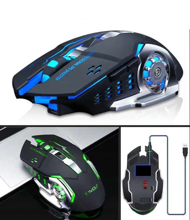 Black or white wireless silent click mouse with six buttons for laptop computers