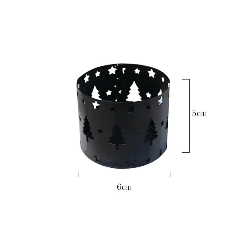 Black iron deer Christmas candlestick holder with elk bracket design and fabric accents