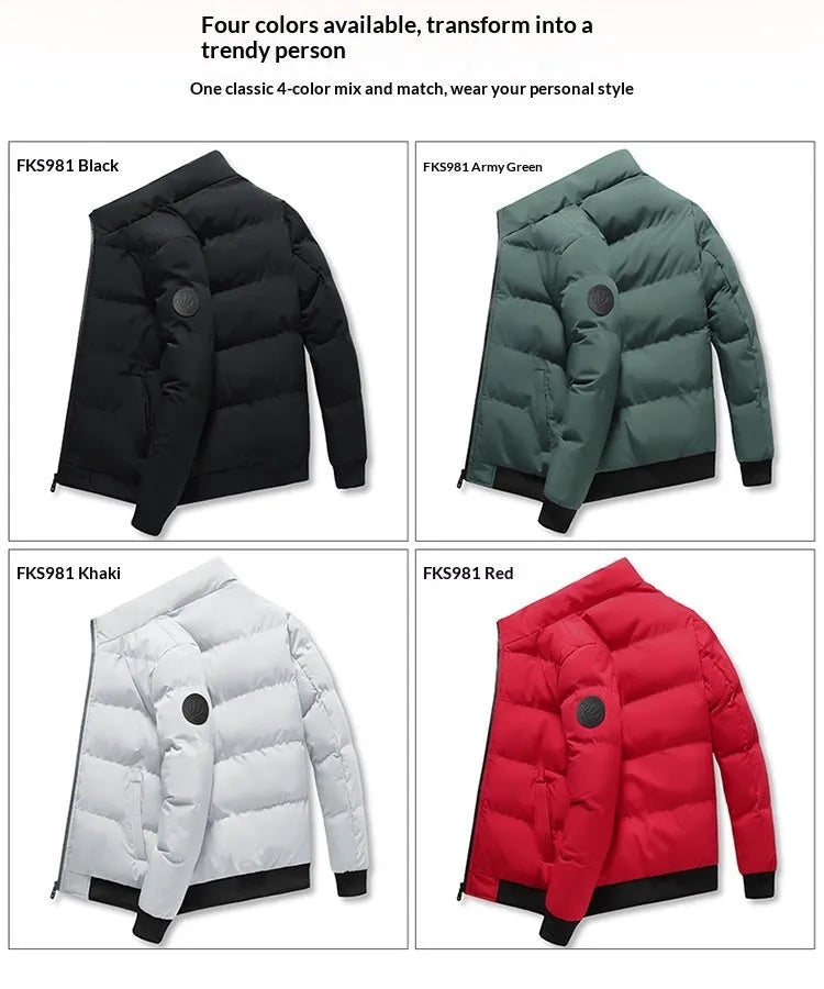 Thick cotton-padded jacket for men loose fit cardigan style polyester lining black colour option