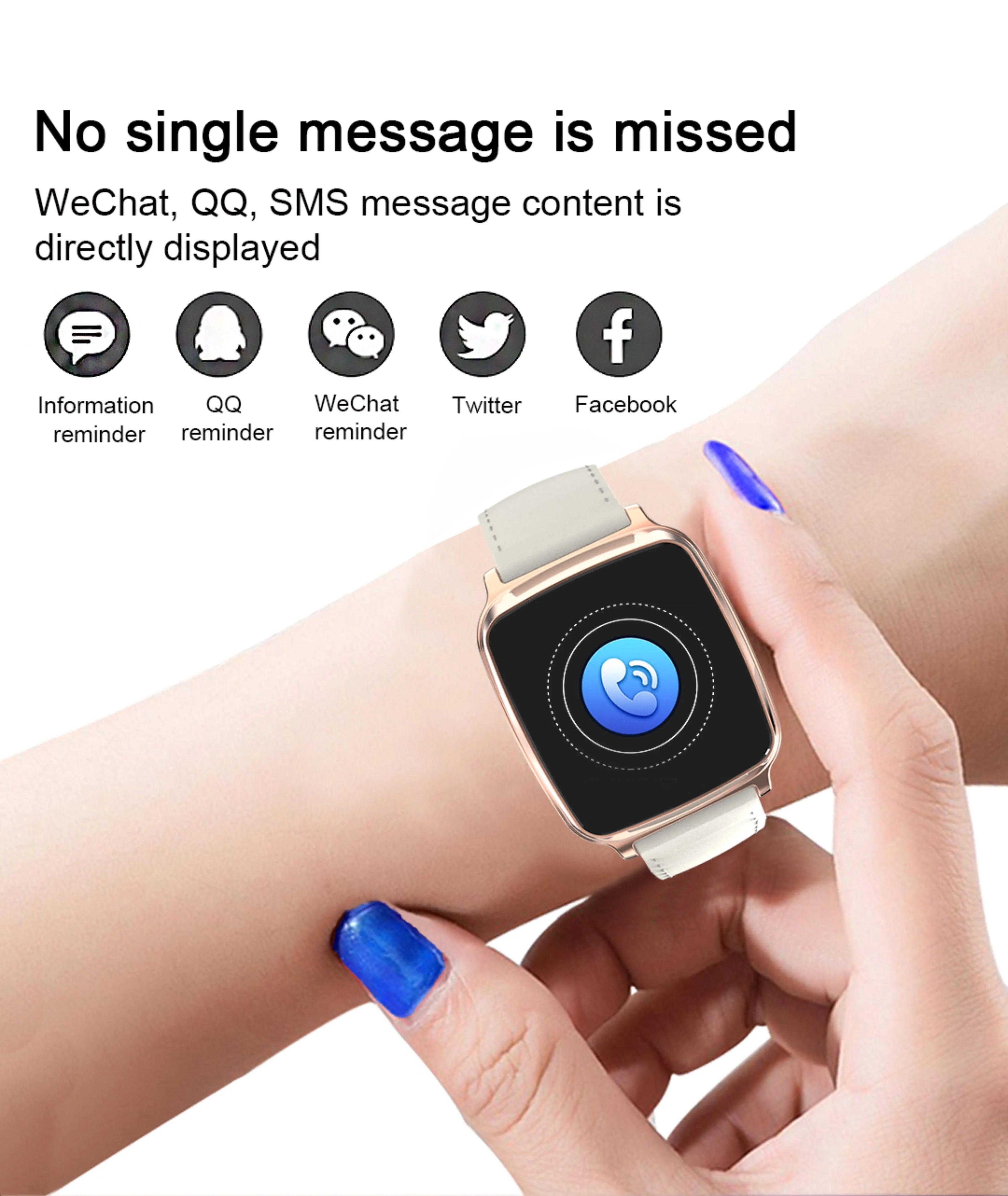 M8 smart bracelet with heart rate monitoring on wrist showing touch screen interface