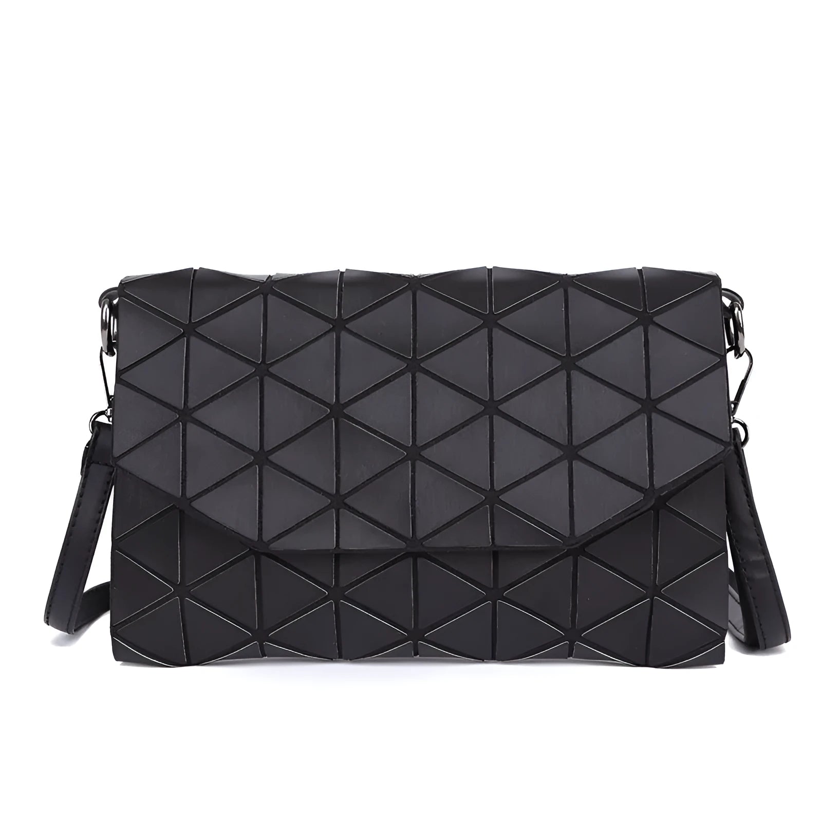 Rhombic ABS shoulder bag in envelope style, available in multiple colours including black and pink.