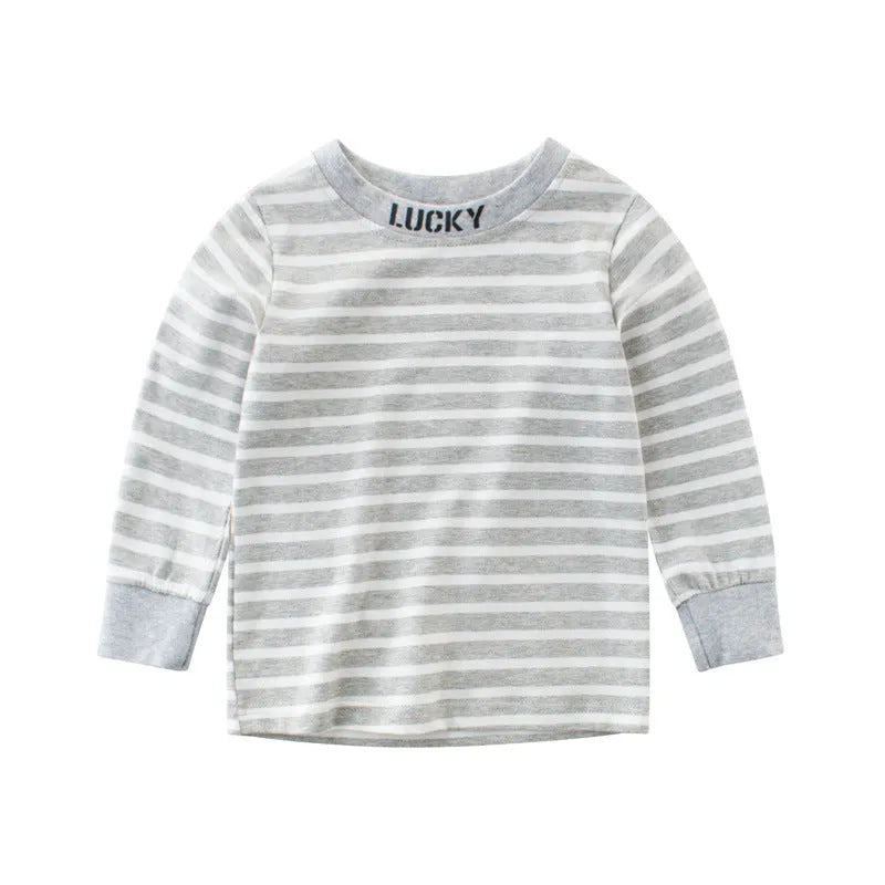 Baby striped cotton long sleeve shirt in blue, sizes 90-140cm