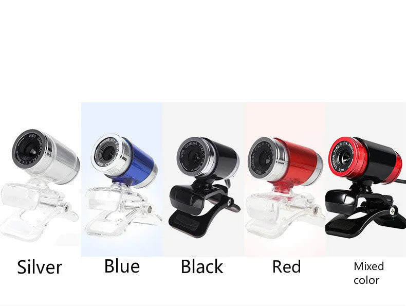 480P HD webcam with CMOS sensor, glass lens, 640x480 resolution, 140cm cable, 5.5x3cm size, black colour