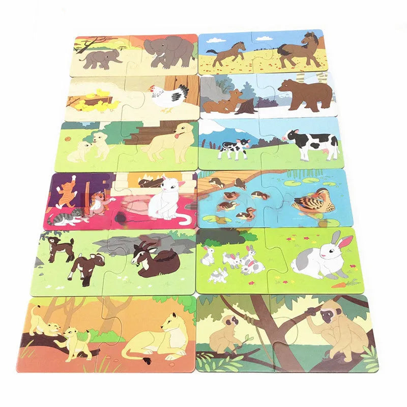French educational puzzle toy with 24 picture-word pieces for children aged 2+