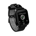 Black smart watch and Bluetooth earphones 2-in-1 fitness tracker on wrist with earbuds stored in watch case.