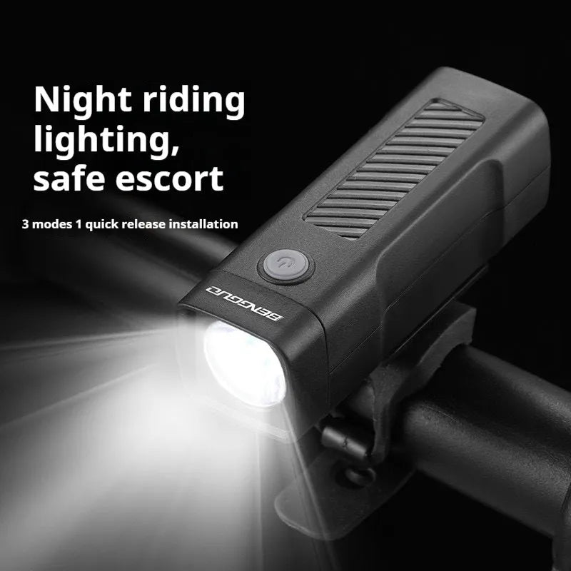 USB rechargeable bicycle headlight with quick release strap bracket for handlebar installation